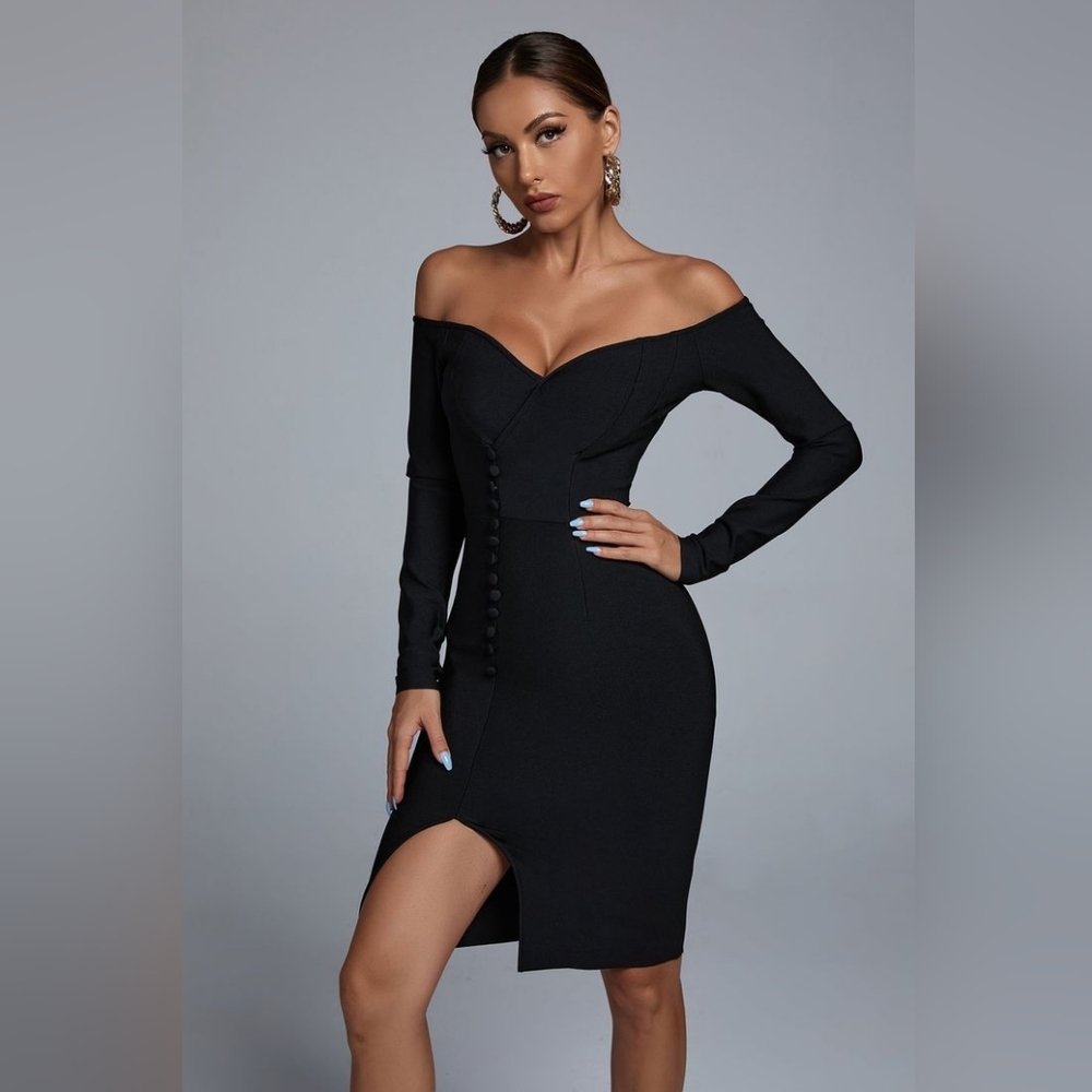 NWT Bella Barnett Hanna Black Bandage Mini Dress